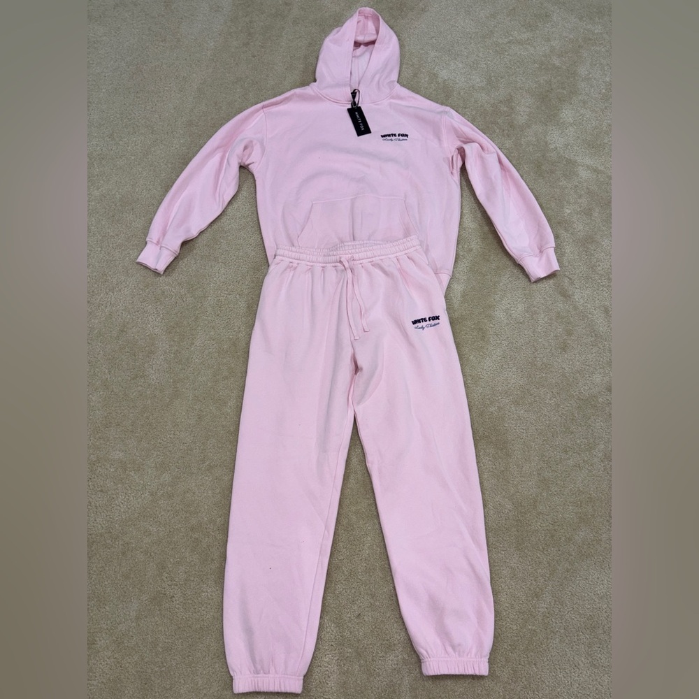 White Fox Sweat Set Sweatpants and Hoodie Lucky Thirteen